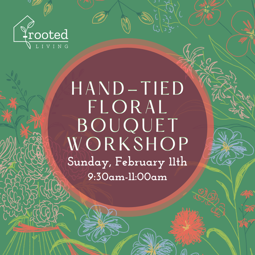 Hand-tied floral bouquet workshop at slow living goods store Rooted Living in Chicago