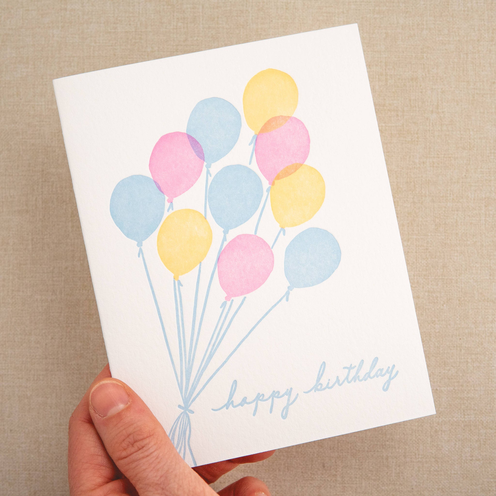 Kindred Letterpress - Neon Balloons Birthday Card | Letterpress Birthday Card