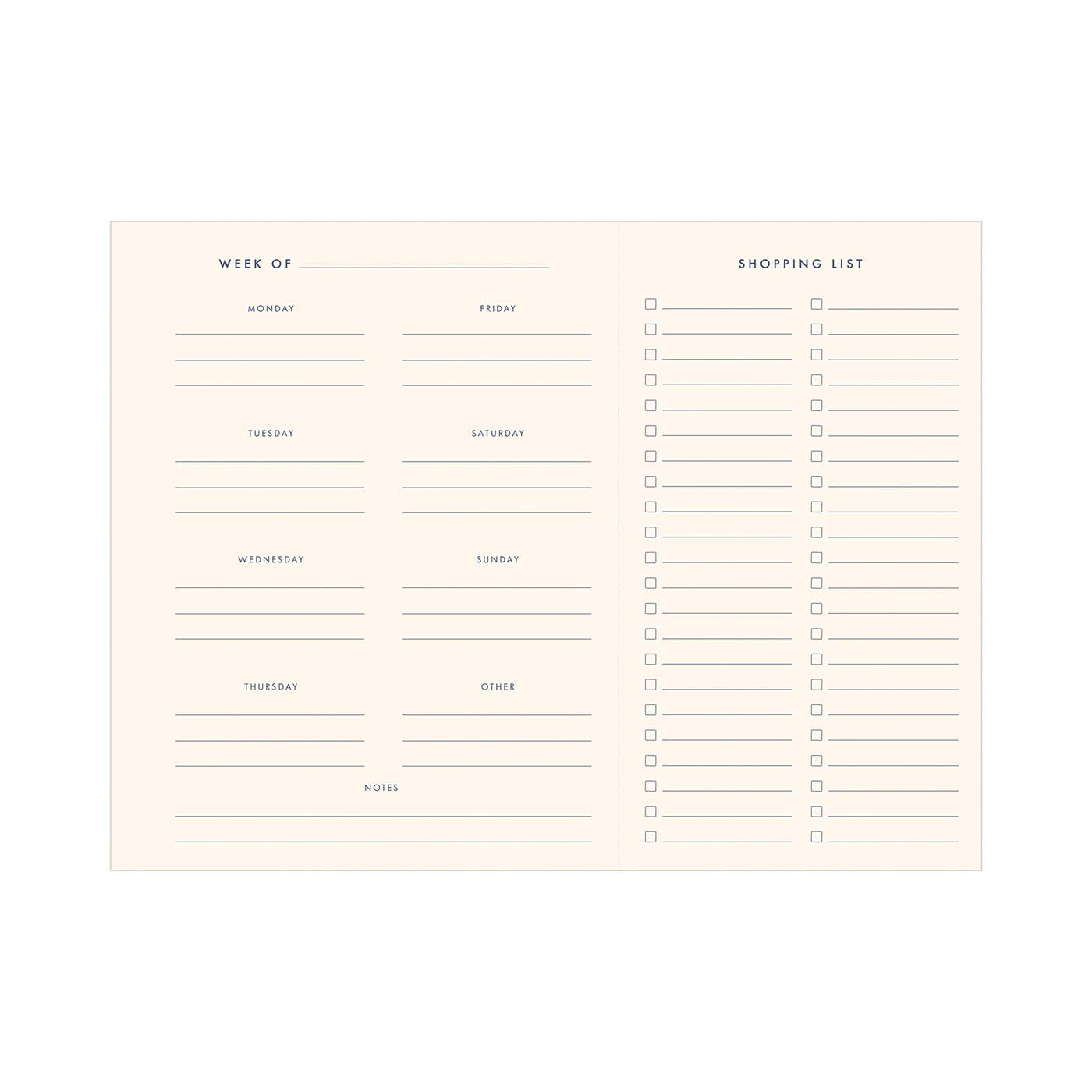 Ruff House Print Shop - Retro Weekly Meal Planner: Peppercorn Cover | White Ink