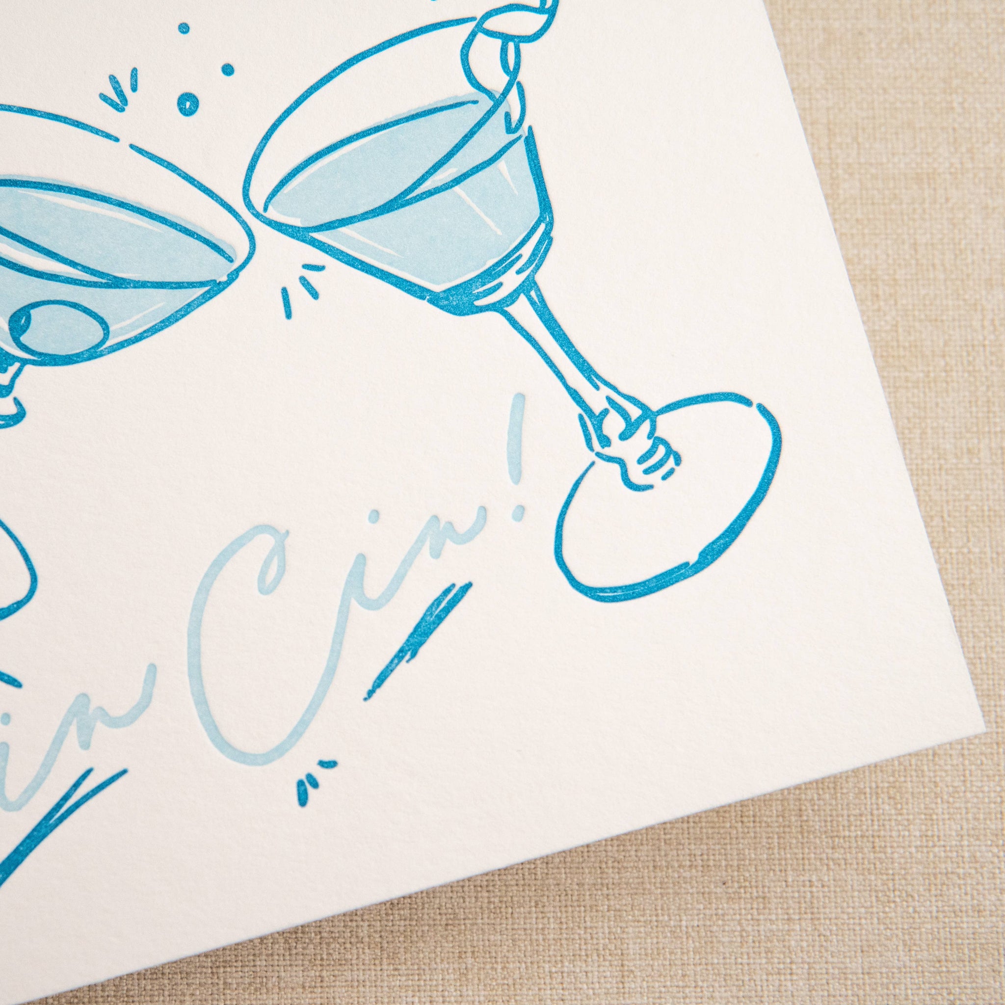 Kindred Letterpress - Cin Cin Congrats Card | Letterpress Congratulations Card