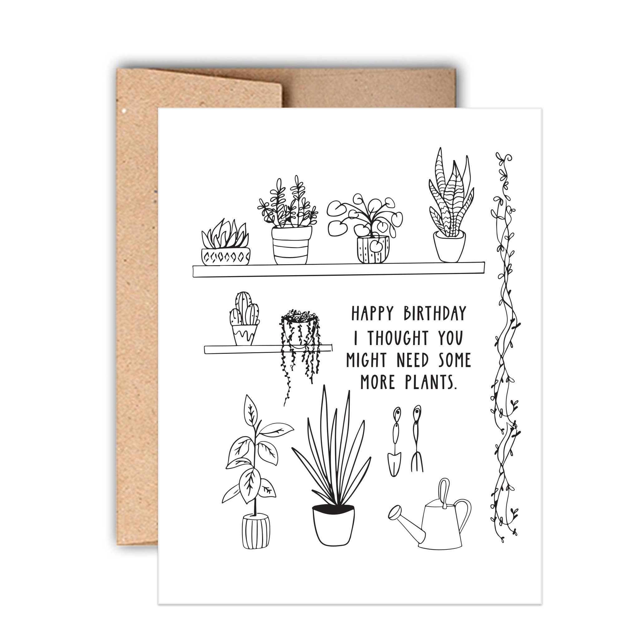 Stack Paper Press - Happy Birthday You May Need More Plants Letterpress Card