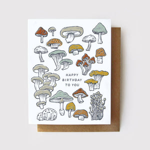 Root & Branch Paper Co. - Happy Birthday - Mushrooms + Fungi Birthday Card: Zero Waste, NO Packaging