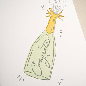 Kindred Letterpress - Champagne Congrats Card | Letterpress Congratulations Card