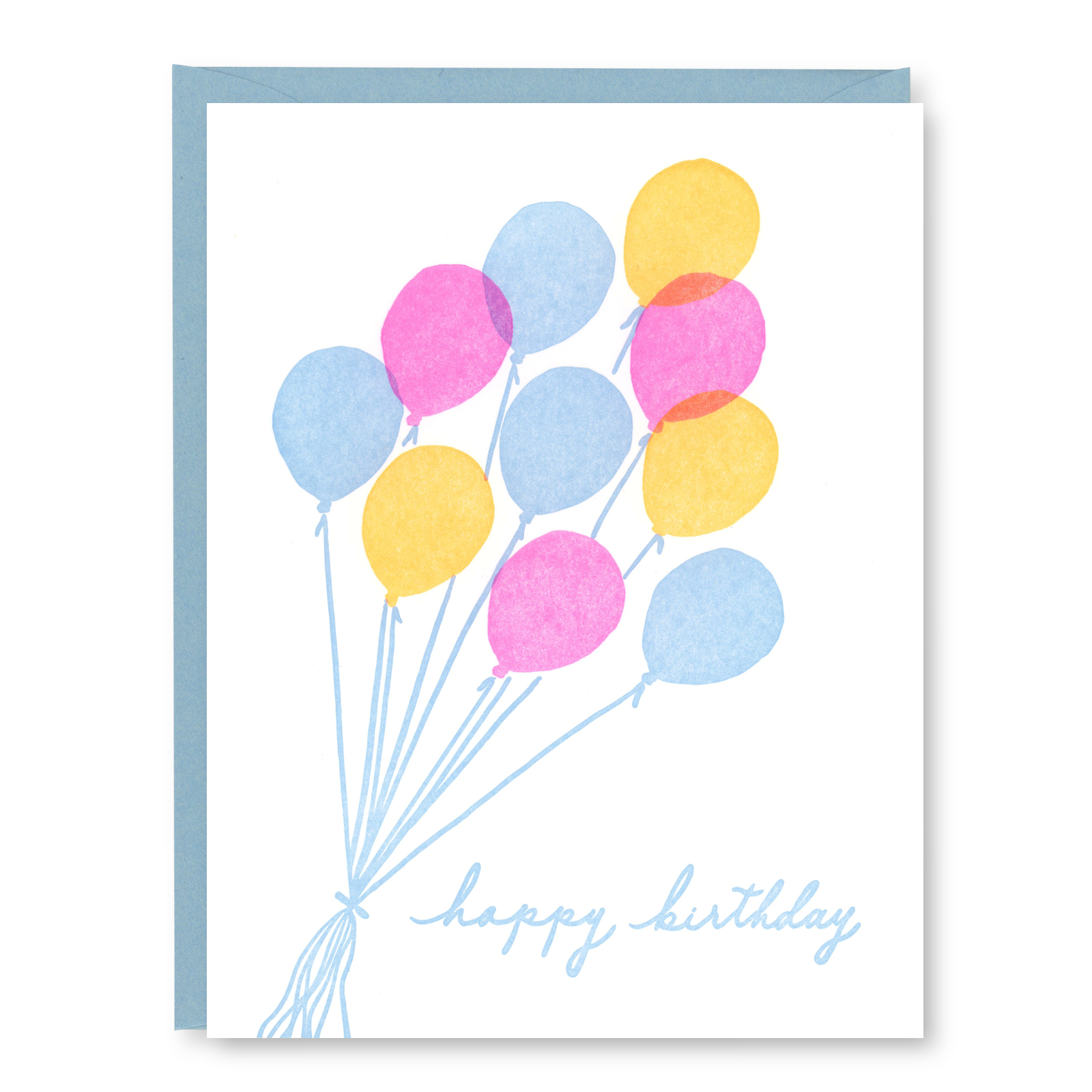 Kindred Letterpress - Neon Balloons Birthday Card | Letterpress Birthday Card