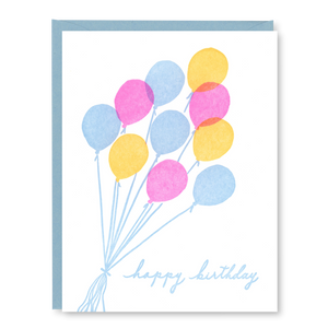 Kindred Letterpress - Neon Balloons Birthday Card | Letterpress Birthday Card