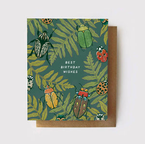 Root & Branch Paper Co. - Best Birthday Wishes Ferns + Beetles Birthday Card: Zero Waste, NO packaging