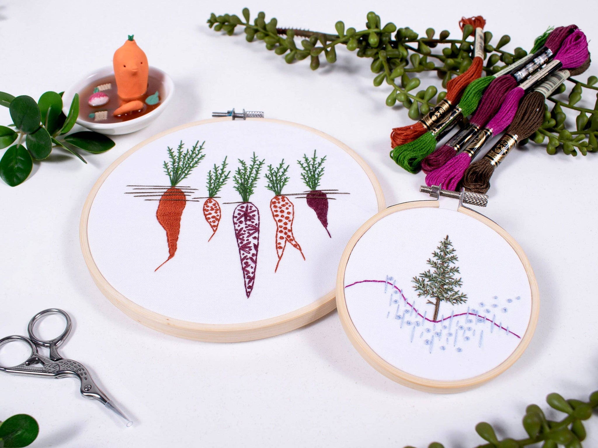 Girl and the Hoop - Beginner Embroidery Kit| Evergreen Tree| Eco-Friendly Gift