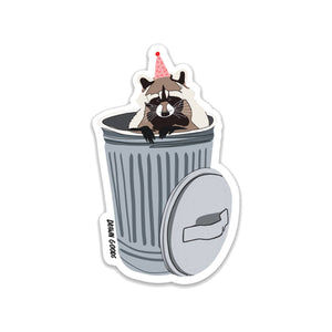 Raccoon trash can sticker