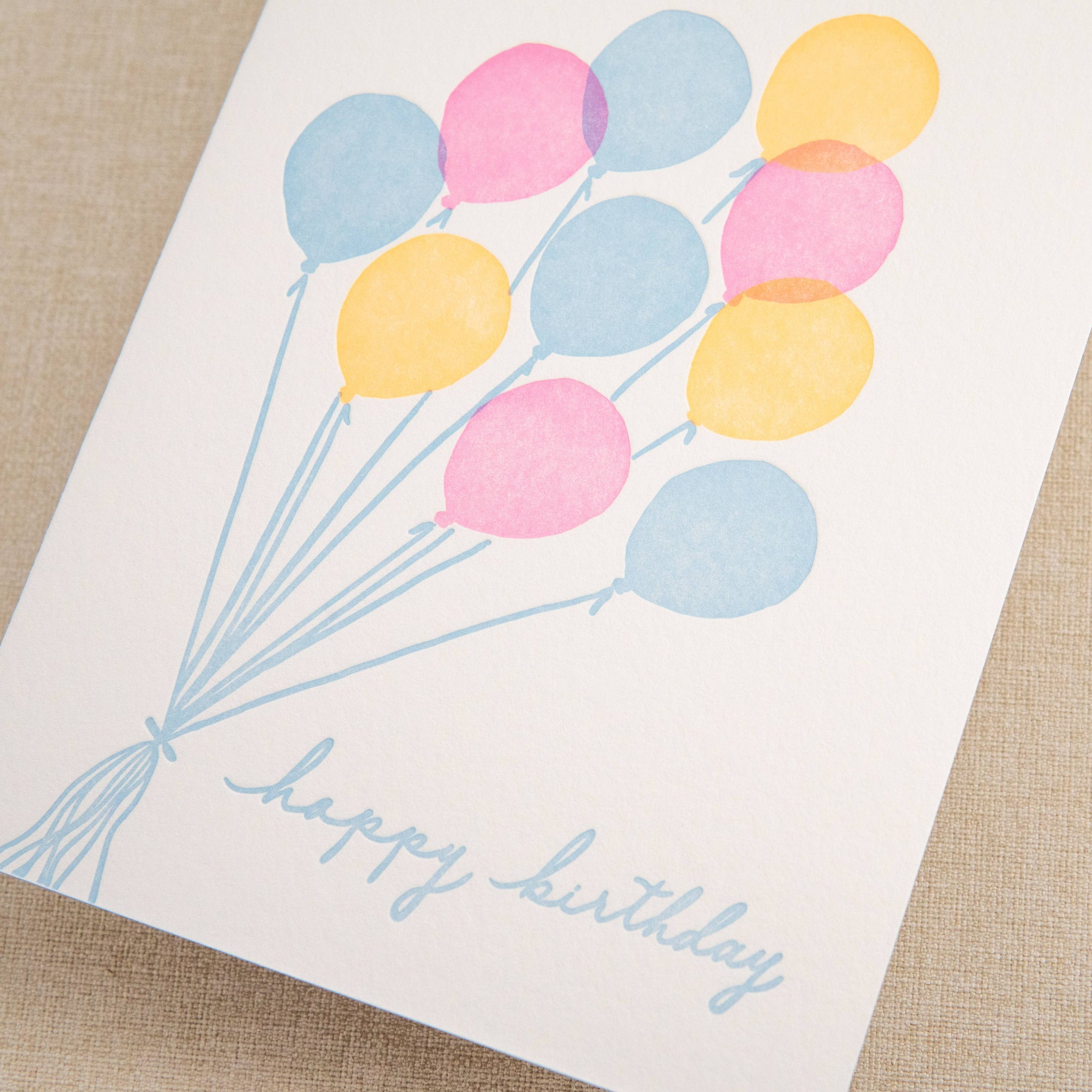 Kindred Letterpress - Neon Balloons Birthday Card | Letterpress Birthday Card