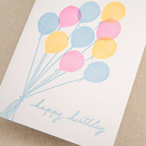 Kindred Letterpress - Neon Balloons Birthday Card | Letterpress Birthday Card