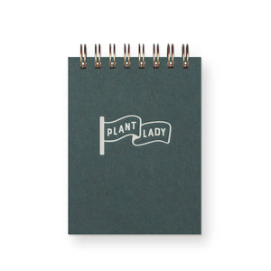 Plant Lady Flag Mini Jotter Notebook: Forest Green Cover | White Ink
