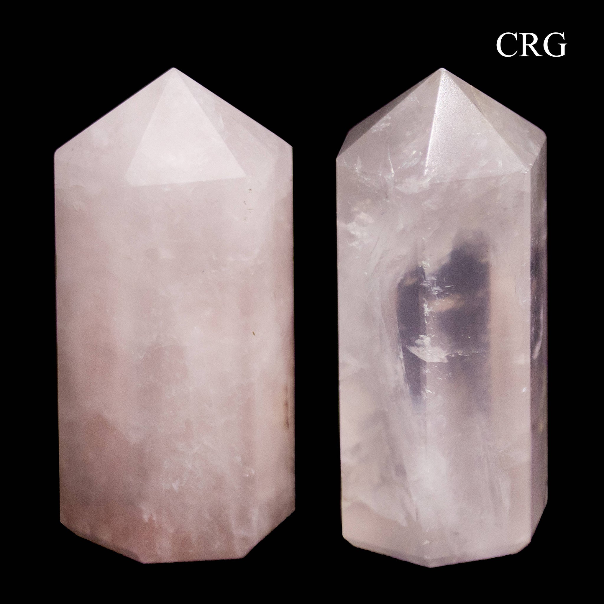 Crystal River Gems LLC - SET OF 2 - Rose Quartz Standing Point / 50mm Avg