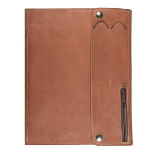 Walker Portfolio | Medium Leather Padfolio & Tablet Case for A4/Letter Pads: Saddle / Right-Handed