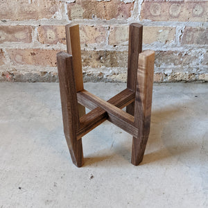 Locally made walnut plant stand for houseplants available at Rooted in Chicago.