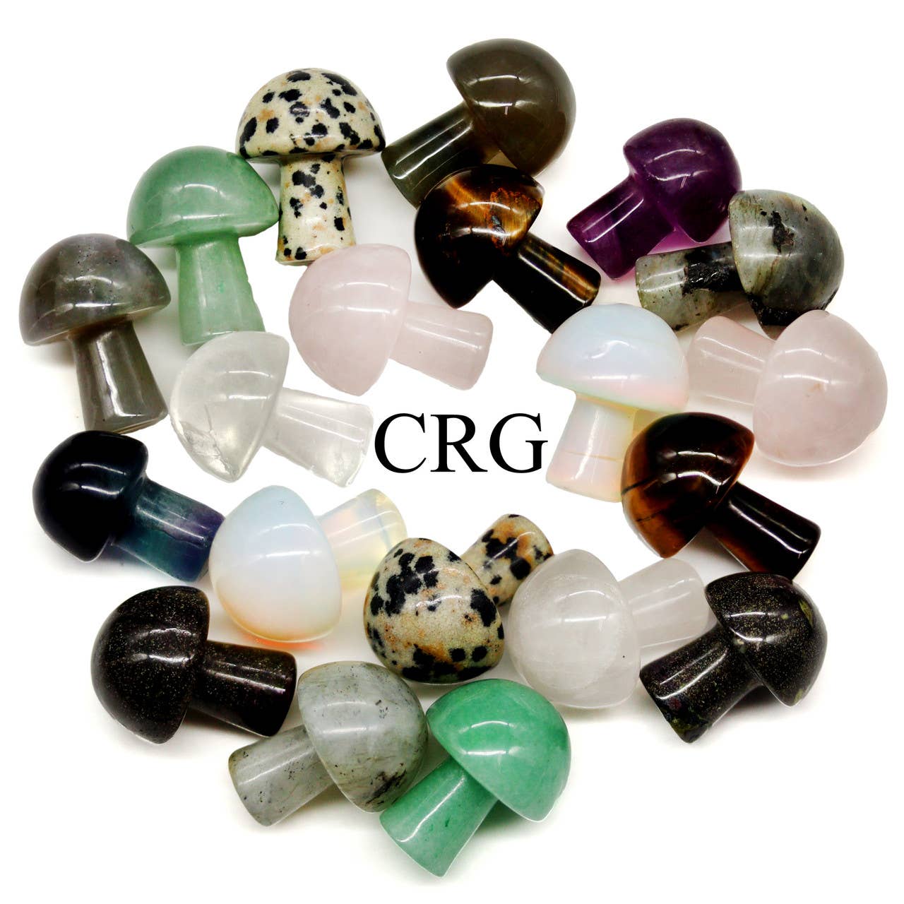 Crystal River Gems LLC - SET OF 10 - Assorted Mixed Mini Gemstone Mushrooms