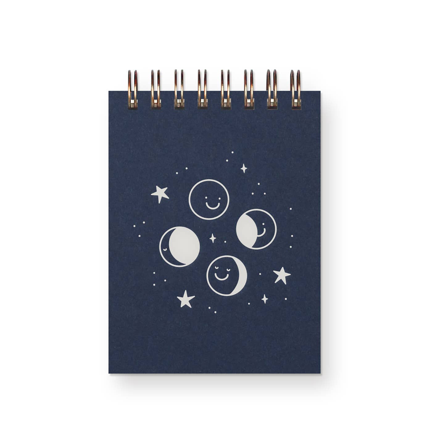 Moon Phases Mini Jotter Notebook: Deep Blue Cover | White Ink
