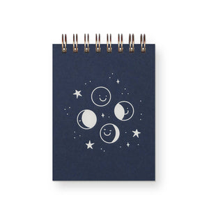 Moon Phases Mini Jotter Notebook: Deep Blue Cover | White Ink